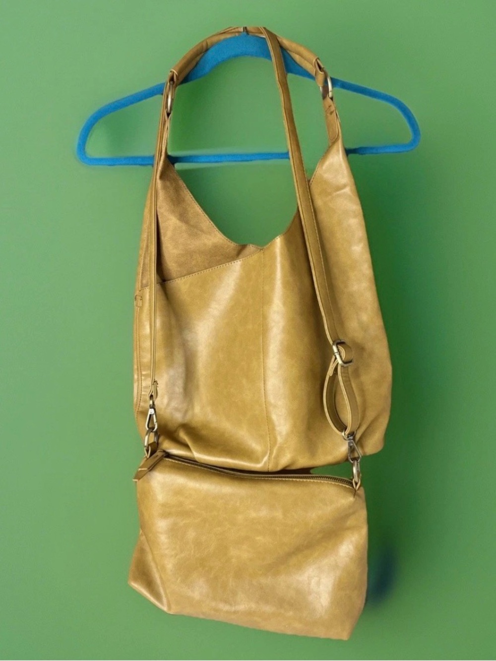 Joy Susan Hobo & Crossbody 2-in-1 Bag with Detachable Pouch NWOT Mustard color